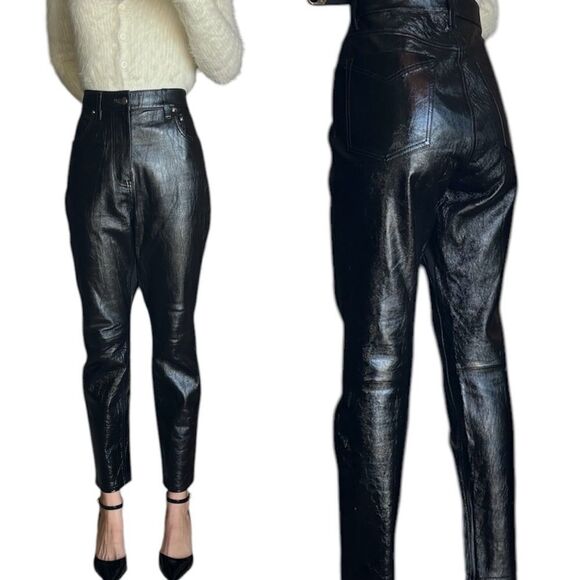 Derek Lam 10 Crosby Lamb Leather Black Pants Ankle Crop  Size 10 - Picture 1 of 10